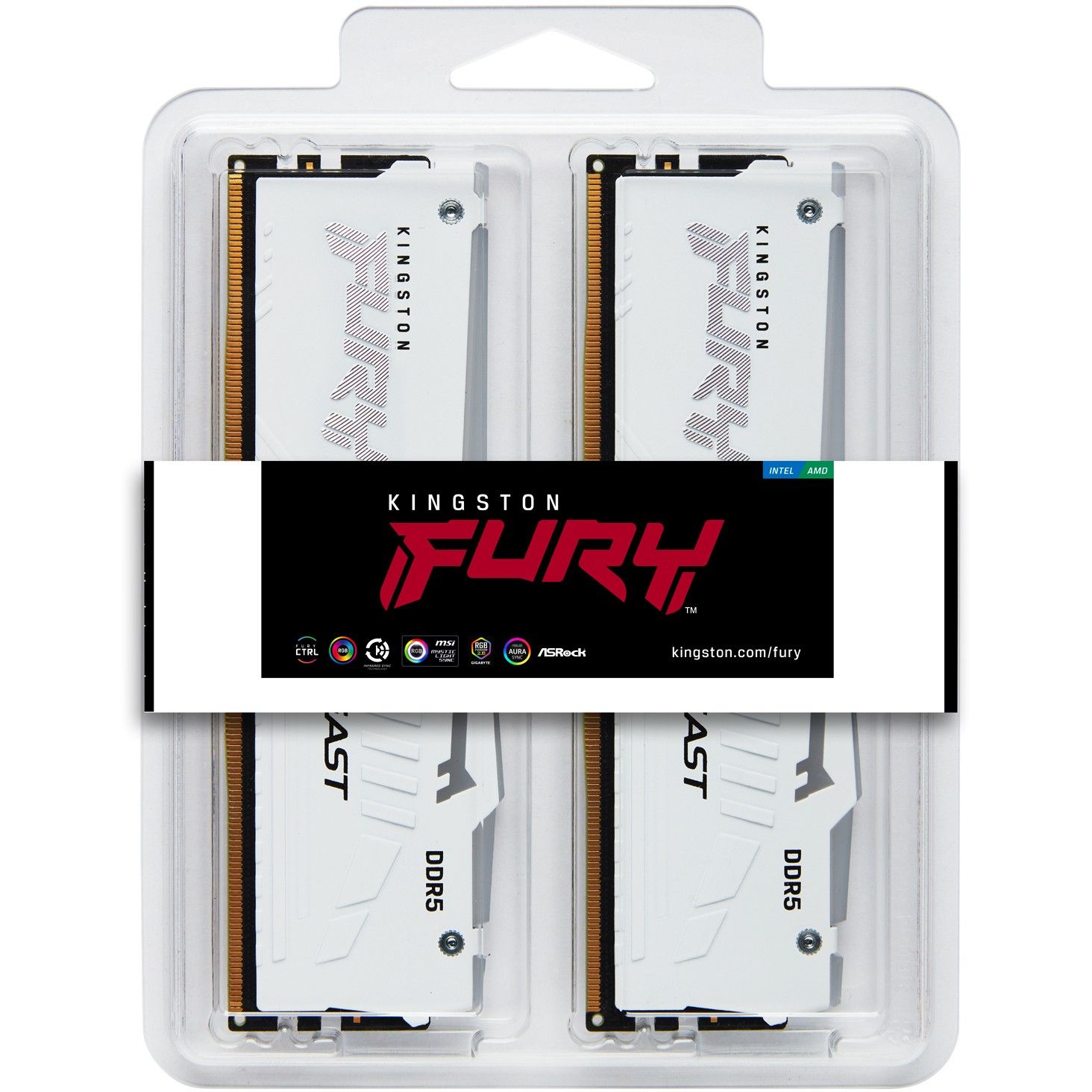 RAM Memorie Kingston FURY Beast DDR5-5200 CL40 / 64GB (2x32GB) / DIMM / Dual-Kit / White RGB / Intel XMP – Bardhë - Figura 3