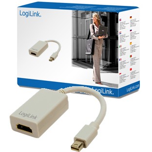 Adapter / Kabllo mini DisplayPort / LogiLink DP → HDMI / 0.15m - Bardhë
