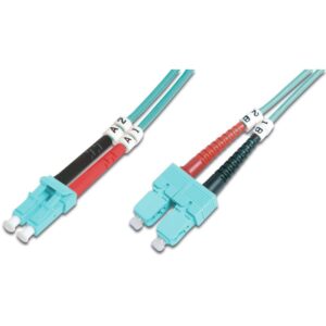 Kabllo për rrjet DIGITUS / LWL Patch Cable / LC-SC / 1.0m / Multimode Duplex / OM3 – Blu