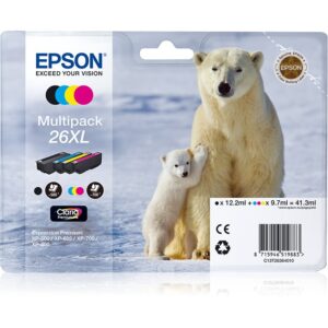 INK Epson 3LB 26XL – Zezë + Tri-ngjyrëshe (Blu / Rozë / Verdhë)