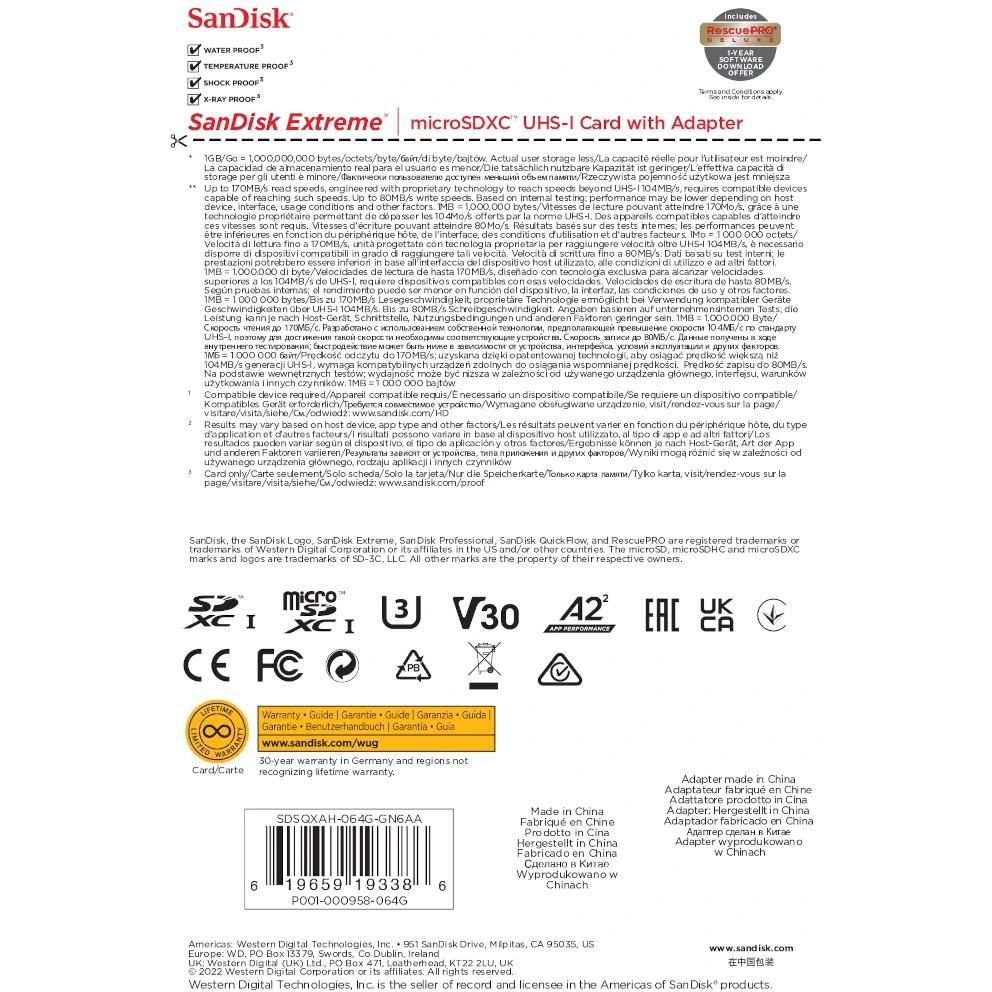 Kartë Memorie SD CARD 64GB SanDisk Extreme microSDXC 170MB/s + Adapter - Figura 4