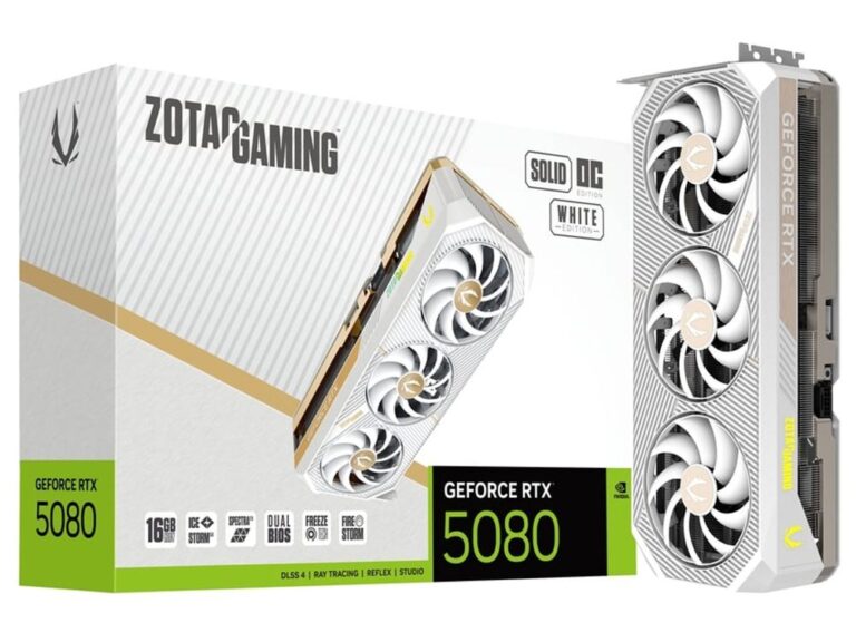 Kartelë Grafike RTX 5080 16GB Zotac Gaming Solid OC GDDR7 3Fan white