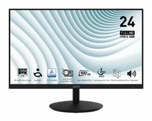 Monitor MSI PRO MP242ADE / 24″ / Full HD / IPS / 16:9 / HDMI + DP / 4ms / 100Hz / E zezë