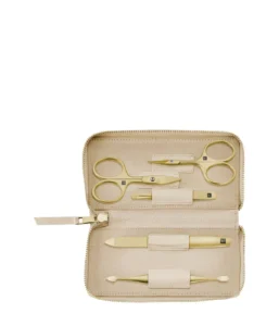 Set për manikyr dhe pedikyr 5-pjesësh me gërshërë thonjsh dhe kuti lëkure – Gold