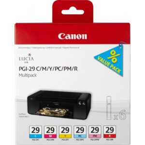 INK Canon PGI-29 Multipack – Zezë / Blu / Rozë / Verdhë / Blu e hapur / Rozë e hapur / Hiri / Hiri e mbyllur/ Zezë mat