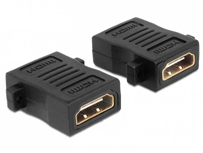 Adapter HDMI DELOCK / HDMI-A Socket / HDMI-A Socket with Screw Connection