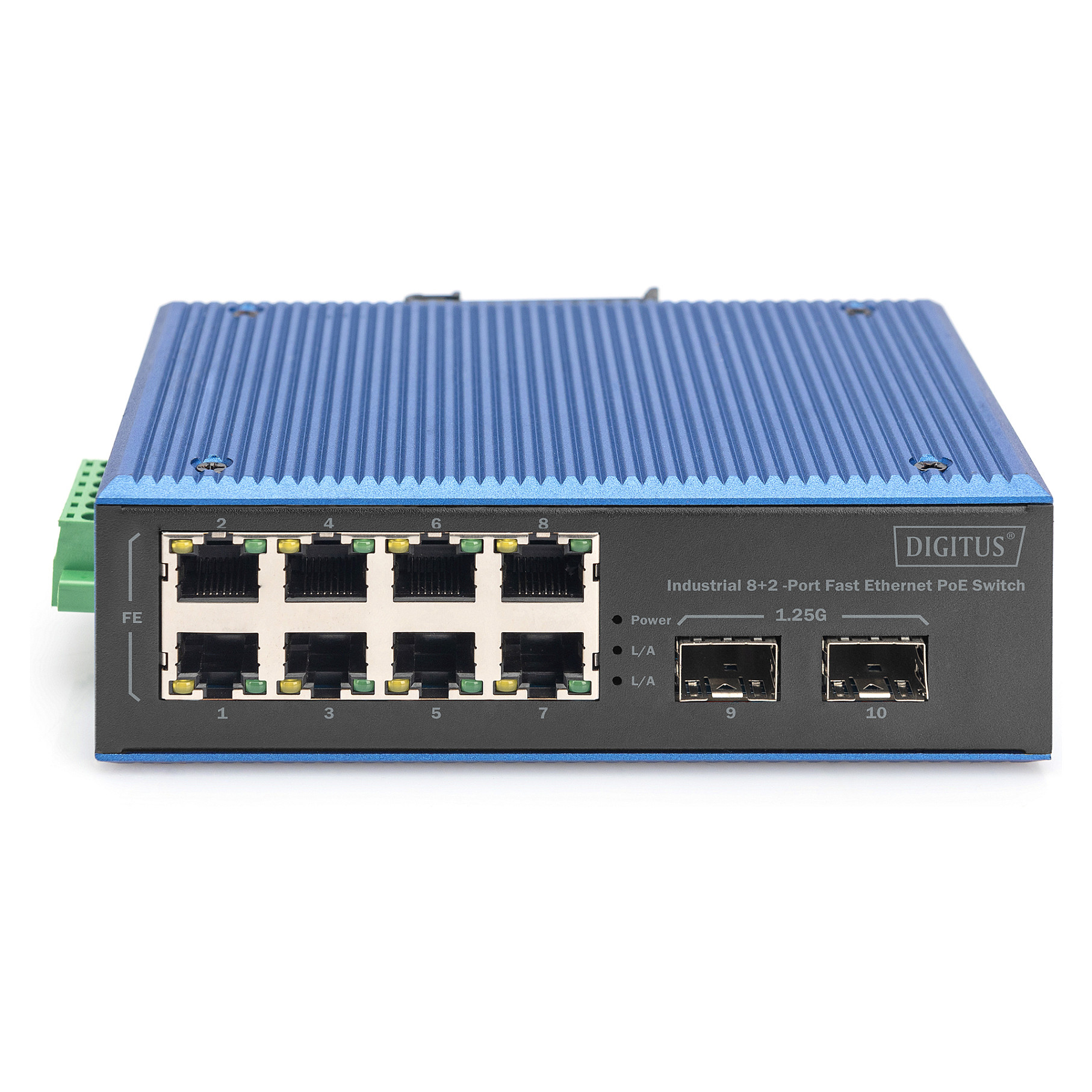 DIGITUS DN-651147 Industrial PoE Switch – 8× Fast Ethernet PoE + 2× Gigabit SFP Industrial Switch (IP40, DIN Rail) - Figura 2