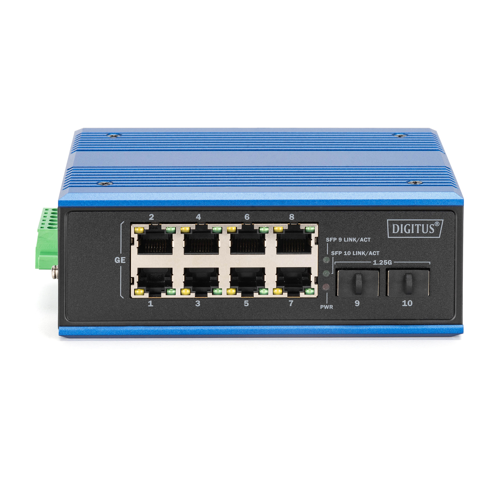 DIGITUS DN-651151 Industrial PoE Switch – 8× Gigabit RJ45 PoE + 2× SFP Industrial Ethernet Switch (IP40, DIN Rail) - Figura 3