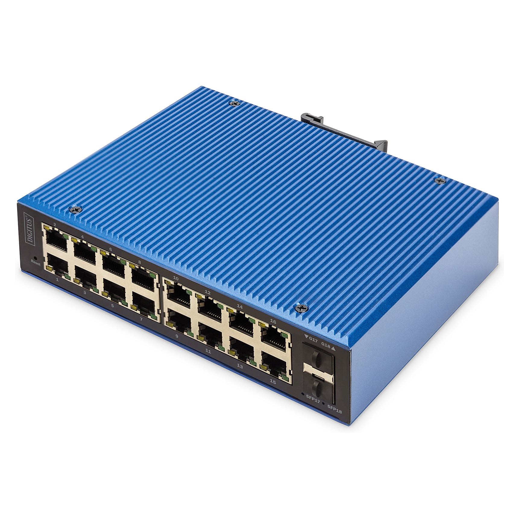 Digitus Industrial 16+2 Port Gigabit PoE L2 Managed Switch 2x Uplink Rugged Network Switch
