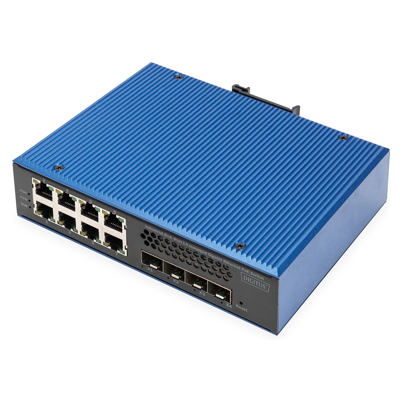 DIGITUS DN-95116 Industrial Gigabit PoE Switch | 8x PoE + 4x SFP + 4x GE | 10G Uplink | Managed
