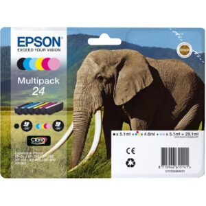 INK Epson 24 Multipack T2428 – 6 Bojëra Origjinale (Zezë /Blu / Rozë / Verdhë / Blu e hapur /Rozë e hapur)