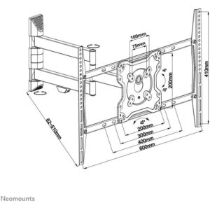 Mbajtëse për TV Neomounts FPMA-W460 BLACK wall mount with three pivot points for flat screen TVs up to 70" (178 cm)