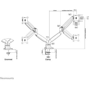 Mbajtëse për Monitor Neomounts NM-D750DBLACK movable desk mount for two flat screens up to 32" (82 cm)