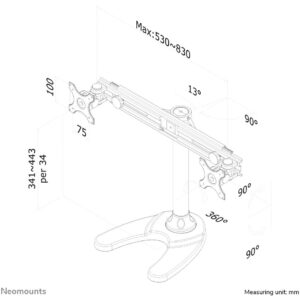 Mbajtëse për Monitor Desk mount for two flat screens up to 30" (76 cm) 8KG FPMA-D700DD Neomounts