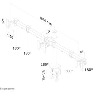 Mbajtëse për Monitor Desk mount for three flat screens up to 21" (53 cm) 6KG FPMA-D960D3 Neomounts
