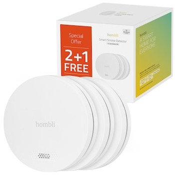 Sisteme të alarmit të mençura Hombli Smart Smoke detector / Wireless / Set 2+1 Promo / Bardhë