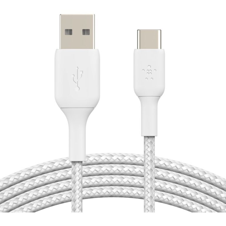 Kabllo USB Belkin USB-C to USB-A Cable / Braided / 2m – Bardhë