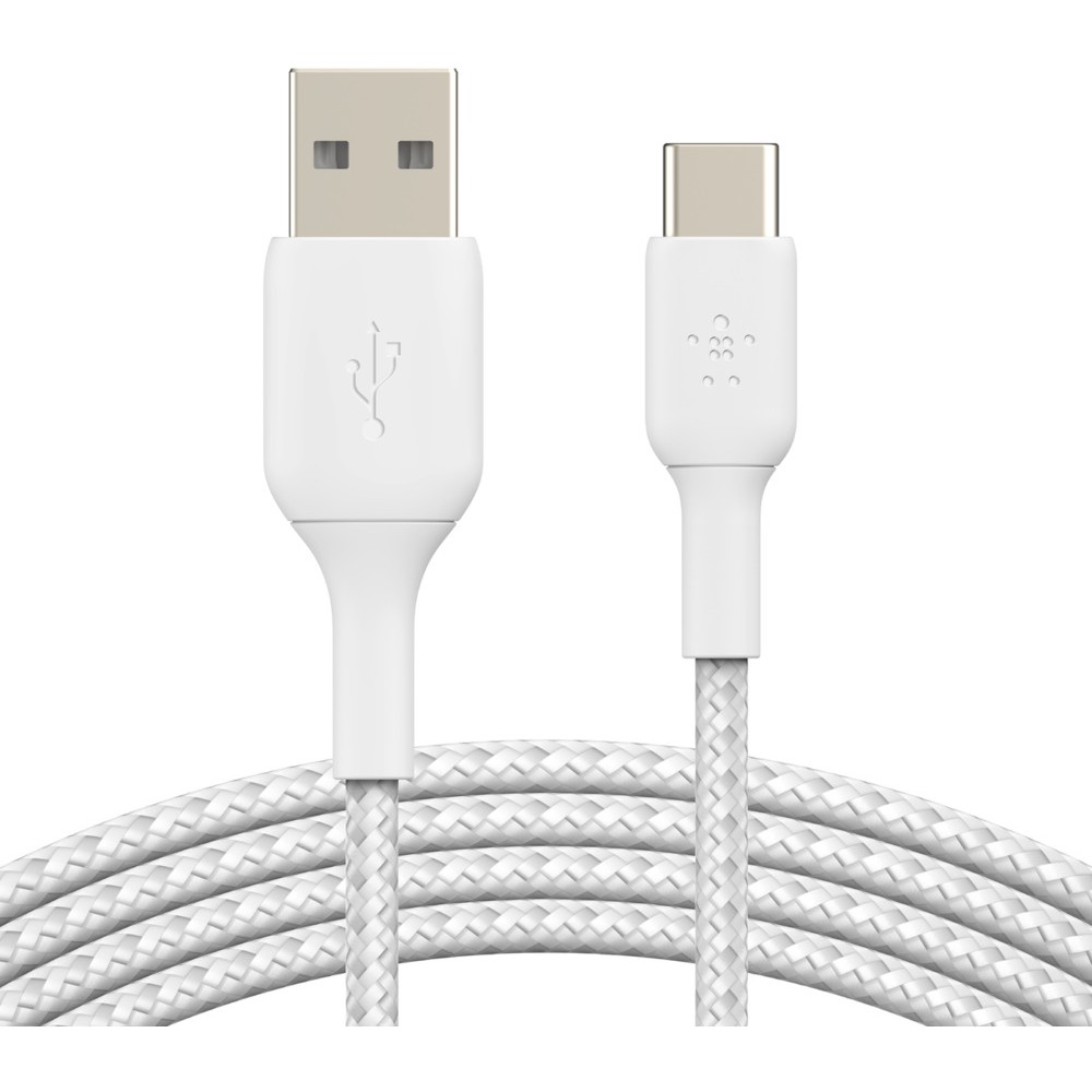 Kabllo USB Belkin USB-C to USB-A Cable / Braided / 2m – Bardhë
