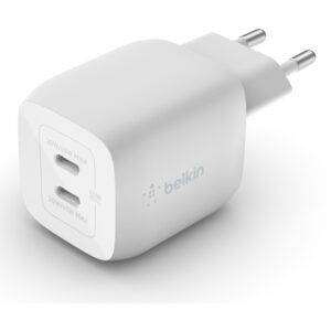 Adapter Belkin 45W Dual USB-C GaN Ngarkues Power Deliver. PPS. i bardhë