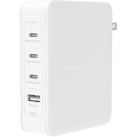 Adapter Belkin 140 Watt 4-Port GaN Charger / UK-EU-US Plug - Bardhë