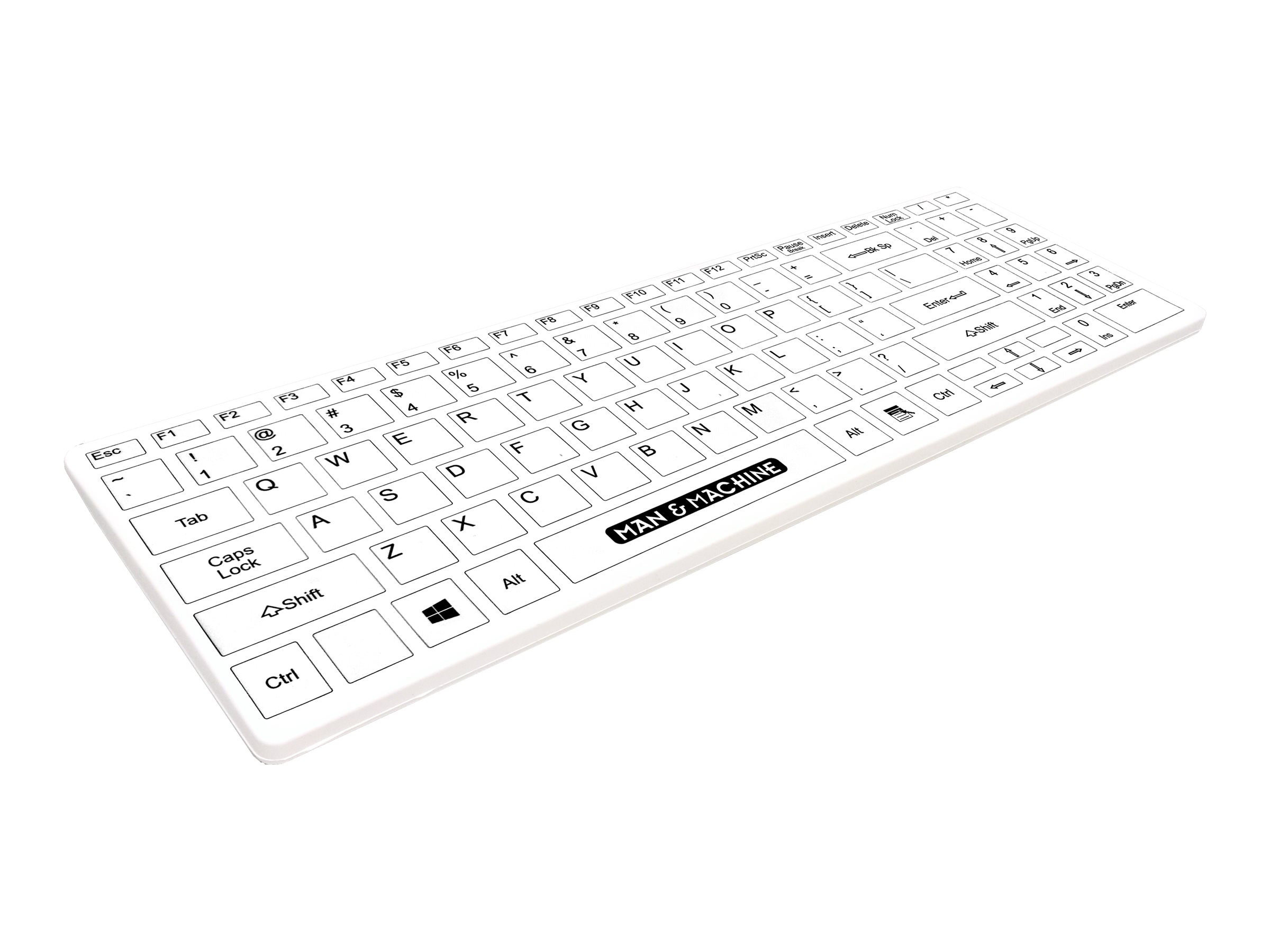 Tastierë Pa kabllo Man & Machine It’s Cool Flat Keyboard / DE Layout / USB / Hygienic Silicone / 99 Keys - Bardhë