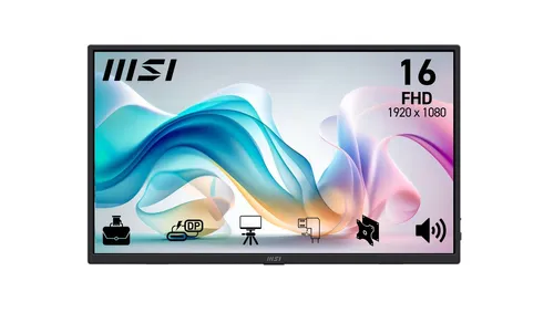 Monitor për punë MSI PRO MP165DE E6 / 15,6" / FHD IPS / 60 Hz / 4ms / USB-C +HDMI / Zezë