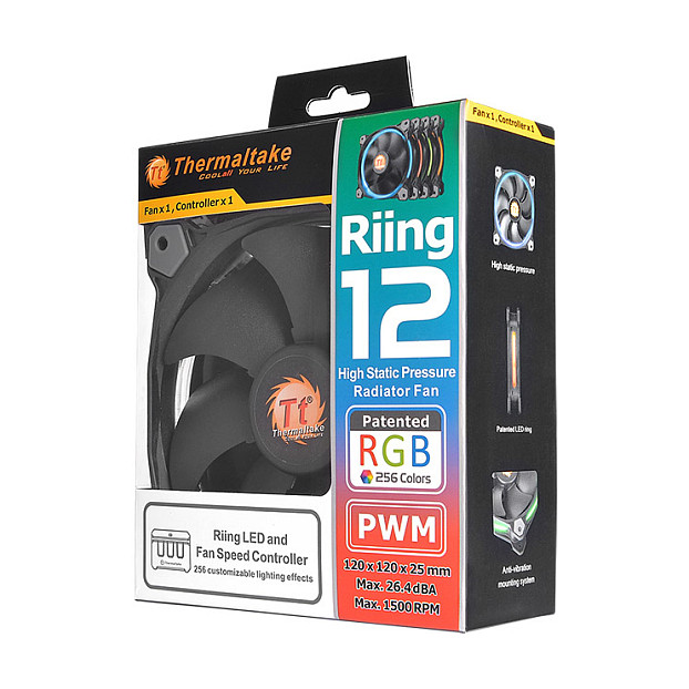 Ftohës për Kasë 120mm Thermaltake Riing 12 LED RGB / 3-Pack – Zezë - Figura 5