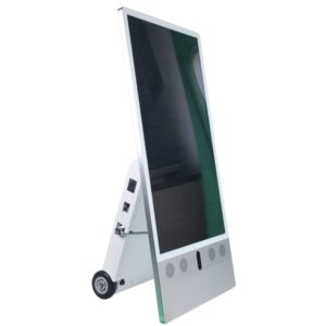 Ekran ALLNET Stand display 43" për jashtë me bateri / non touch / me rrota / 1500 Nits / Android – Bardhë/Zezë