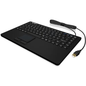 Tastierë me kabllo KeySonic KSK-5230IN / QWERTZ Gjerman / Me touchpad / Silikon / IP68 - Zezë