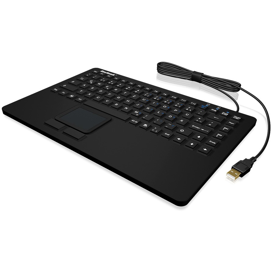 Tastierë me kabllo KeySonic KSK-5230IN / QWERTZ Gjerman / Me touchpad / Silikon / IP68 - Zezë