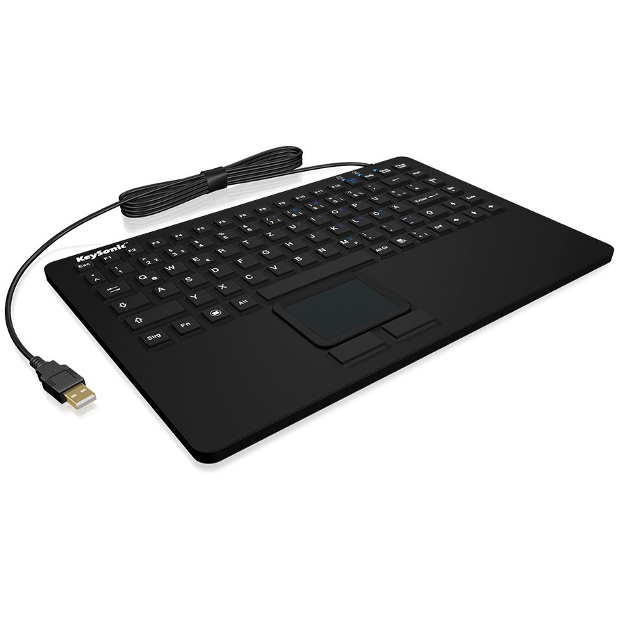 Tastierë me kabllo KeySonic KSK-5230IN / QWERTZ Gjerman / Me touchpad / Silikon / IP68 - Zezë - Figura 4