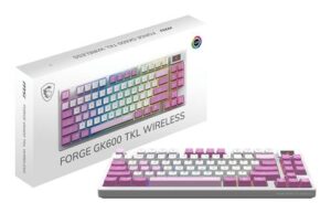 Tastierë Gaming MSI FORGE GK600 TKL W Violet Wireless / QWERTY / Spanish Language – Bardhë / Rozë 8