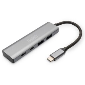 HUB USB‑C DIGITUS / 4‑Port (2x USB‑A 3.1 + 2x USB‑C 3.1) / Kabllo e integruar