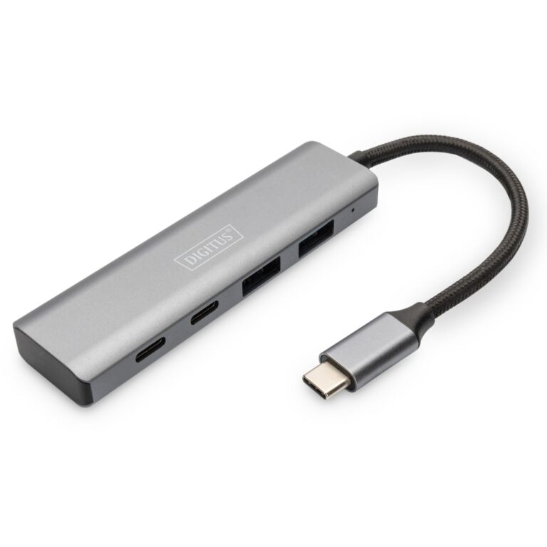 HUB USB‑C DIGITUS / 4‑Port (2x USB‑A 3.1 + 2x USB‑C 3.1) / Kabllo e integruar