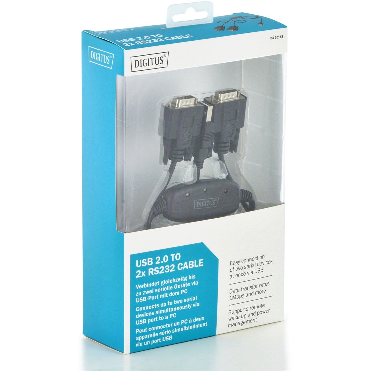 Kabllo USB 2.0 DIGITUS → 2x RS232 / 1.5m - Zezë - Figura 2