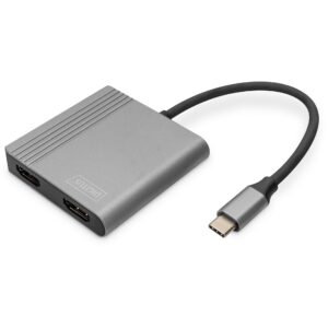 Adapter USB‑C DIGITUS → 2x HDMI / 18cm / 4K / 30Hz - Argjend / Alumini