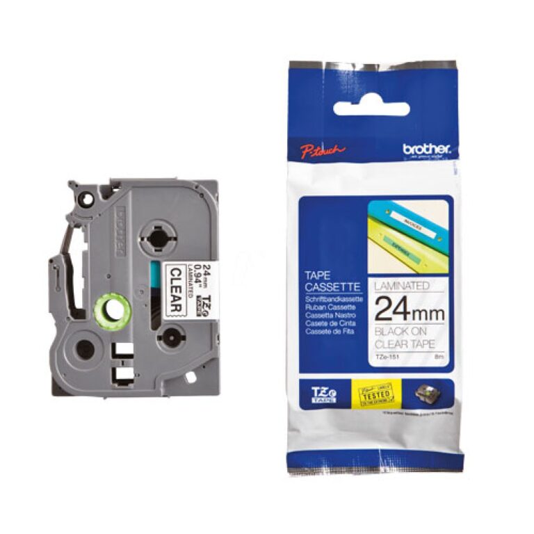 Letër Brother TZe-151 / Etiketë laminuese / 24mm / Zezë mbi transparent