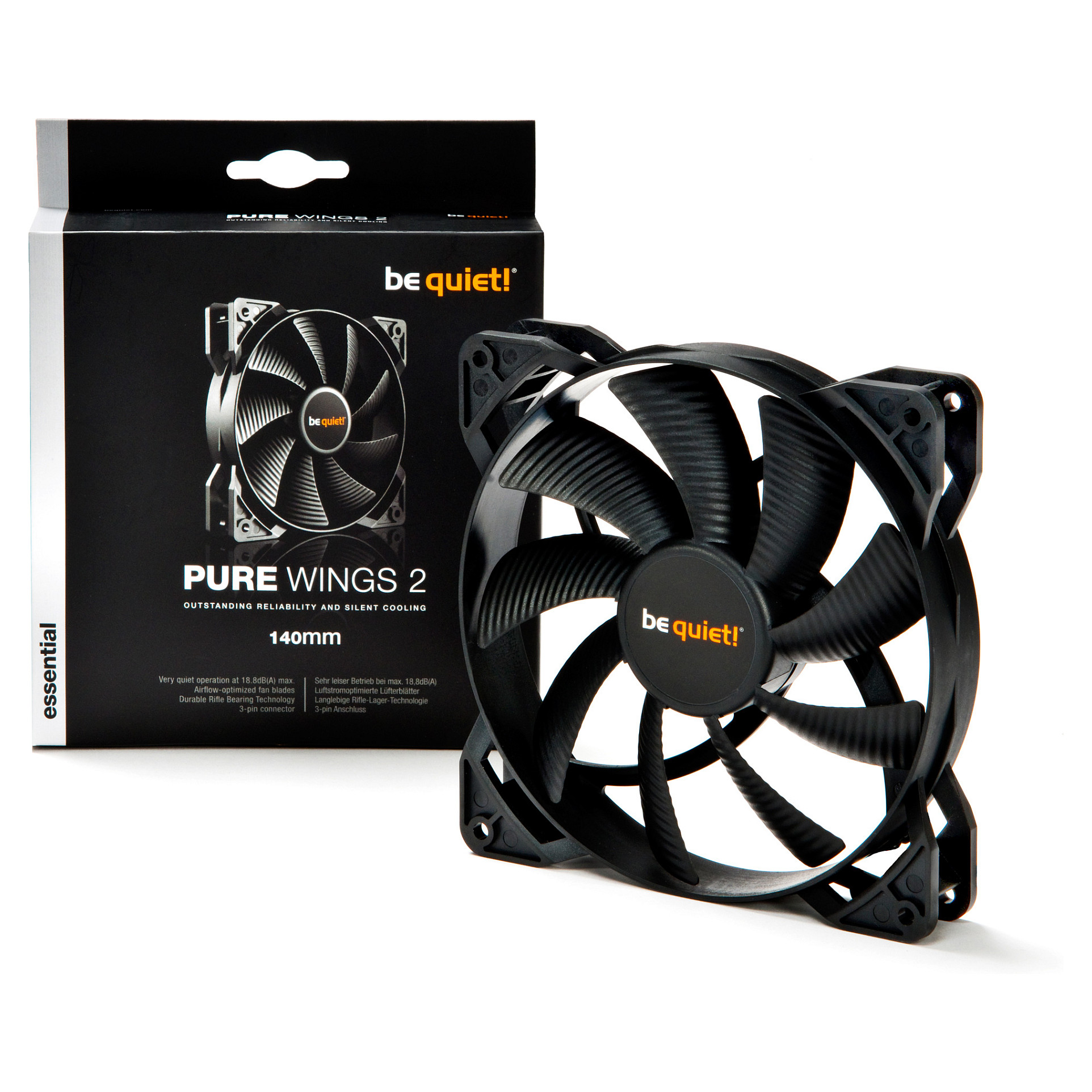 Ftohës për Kasë 140mm be quiet! Pure Wings 2 – Zezë - Figura 2