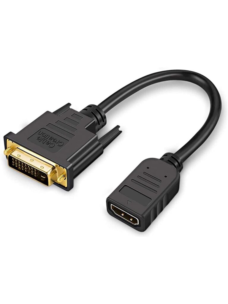 Konektor VGA DVI / HDMI female në DVI male / I zi