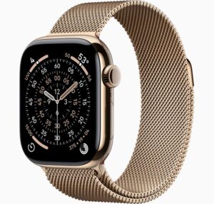Apple Watch Series 11 Titanium Gold Cellular 42mm with Gold Milanese Loop