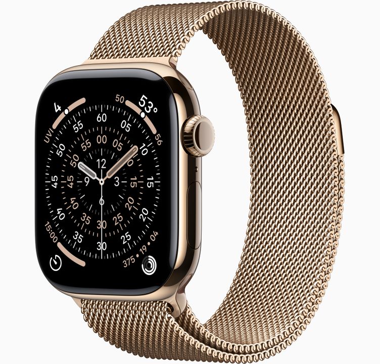 Apple Watch Series 11 Titanium Gold Cellular 42mm with Gold Milanese Loop