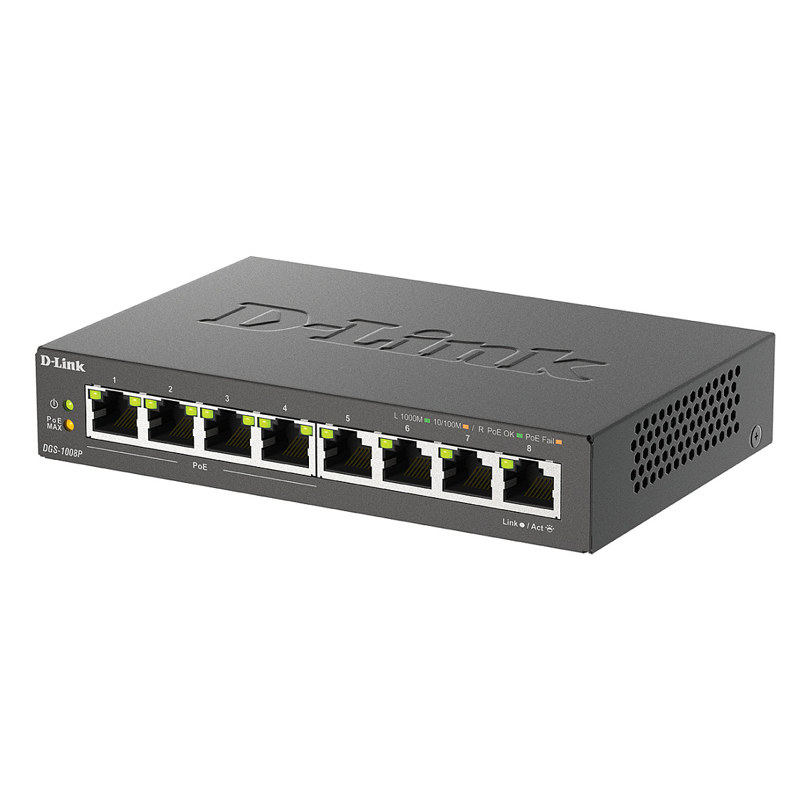 D-Link DGS-1008P/E 8-Port Gigabit PoE+ Switch me 4x PoE Ports dhe 56W Budget Metal Desktop Switch - Figura 4
