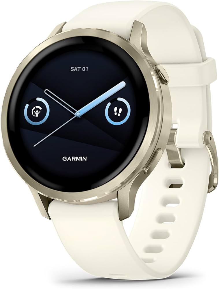 Orë e mençur Garmin Venu 4 GPS Smartwatch 41mm with Silicone Strap – Bezhë/ Gold / Blu