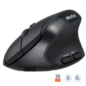 Maus pa kabllo Meetion Ergonomic BTM008 Office / USB / 2.4G + Bluetooth Dual Mode / 2400DPI / e zezë