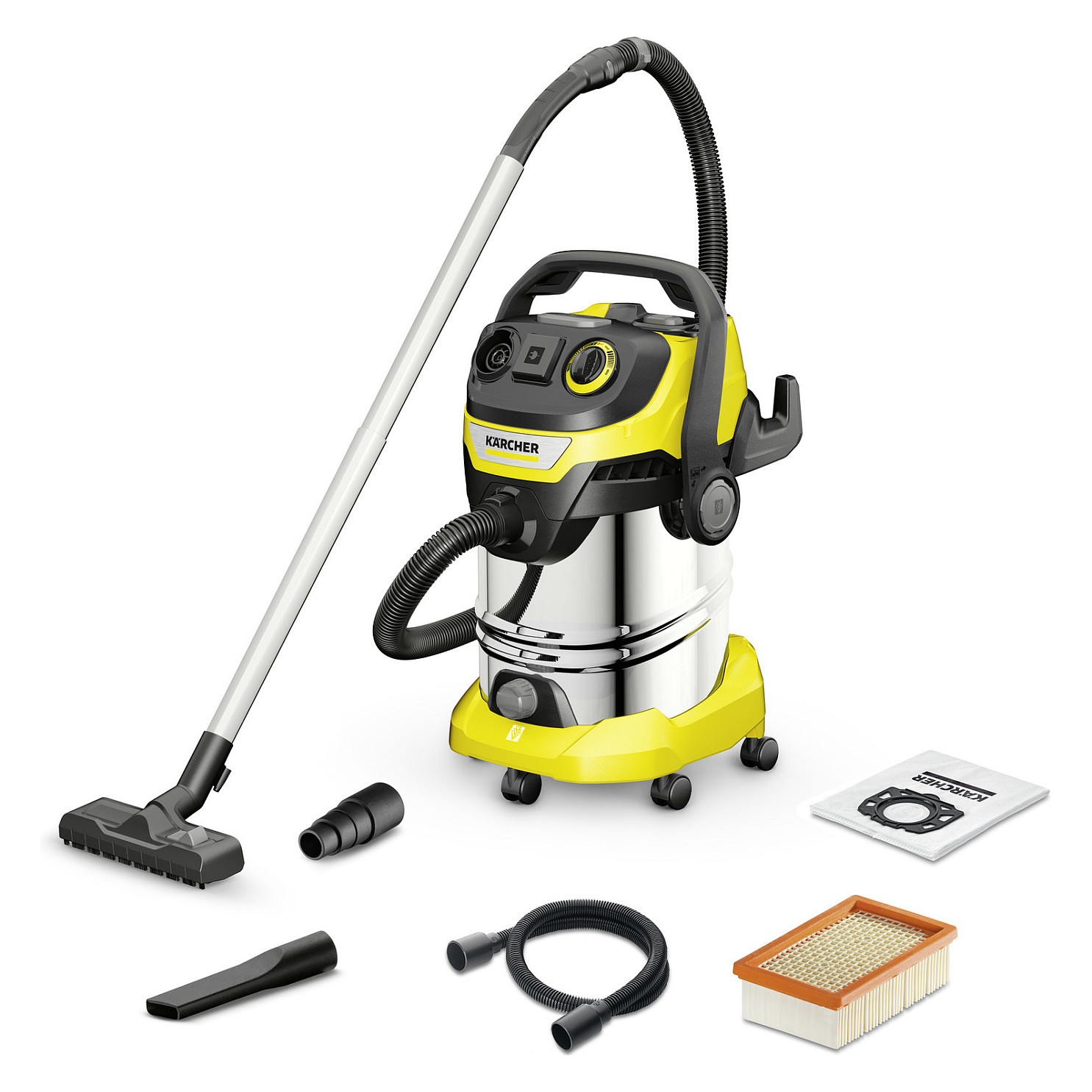 Fshesë me vakum Kärcher WD 6 P S V-30/6/22 Wet & Dry - Zezë / Inox / Verdhë