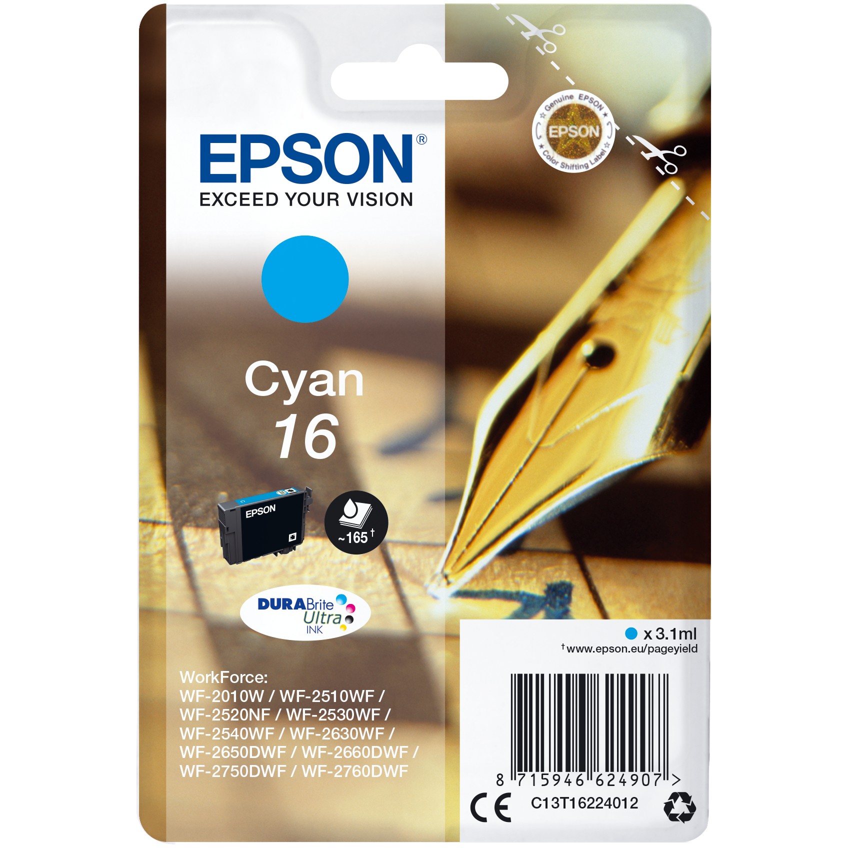 INK / Epson / C13T16224012 / 165 faqe - Blu