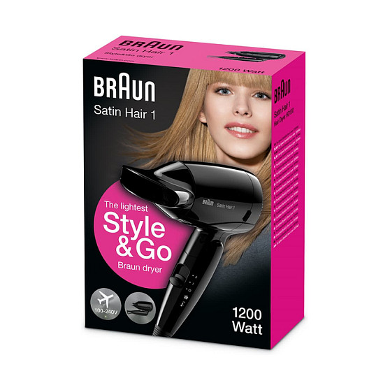 Tharëse për flokë Braun Satin Hair 1 HD 130 Style & Go - Zezë - Figura 3