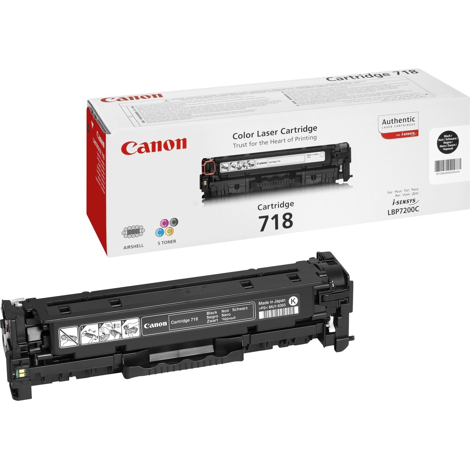 Toner Canon Original Cartridge 718BK / 2662B002 / Up to 3,400 Pages - Zezë