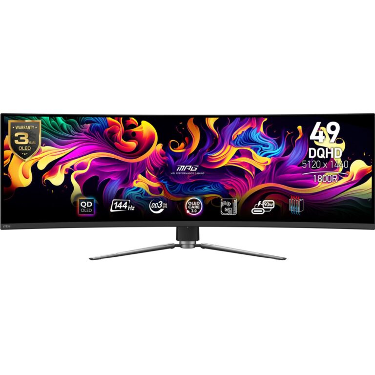 Monitor Gaming TFT MSI MPG 491CQPDE / 49" / DQHD QD-OLED / 144 Hz / 0.03 ms / HDMI+USB+DP / Curved / Zezë