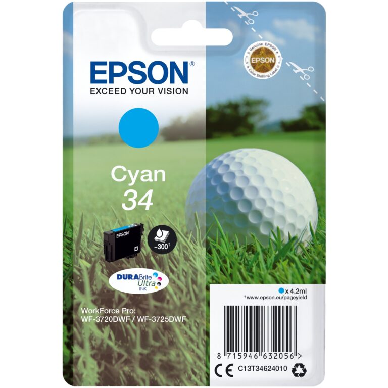 INK Epson C13T34624010 Cyan Ink Cartridge Original / DURABrite Ultra / For Epson WorkForce Printers